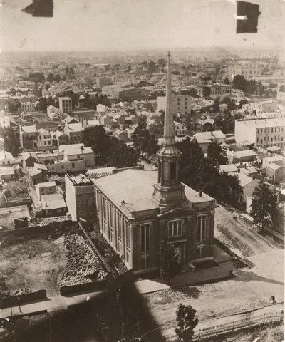 View south-southwest from the cupola of the courthouse in Chicago, 1858 by Alexander Hesler